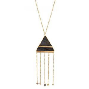 Gold plated necklace with triangle and little zircon stones