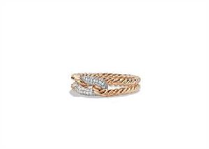 Rose Gold Plated CZ Studded Twisted Ladies Ring