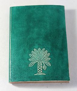 Banana tree debossed green leather journal