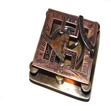 Nautical Brass And copper finish Square sundial compass