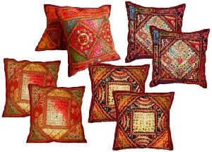 Beaded patch work Cushion Covers
