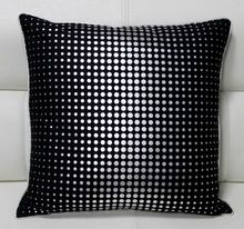 Dotted Art Silver Foiled Cotton Satin Fabric Cushion