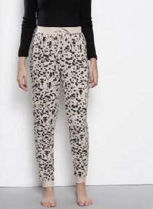 Beige and Black Printed Lounge Joggers