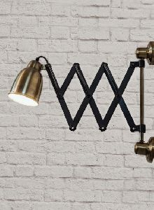 Gold-Toned and Black Scissor Arm Wall Lamp