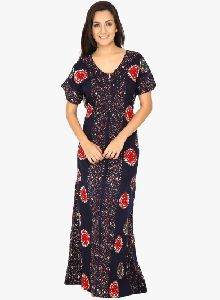 Navy Blue Printed Gown