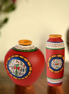 Terracotta Handpainted Warli Matki Shaped Vase