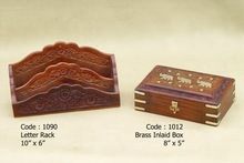 WOODEN JEWELRY BOX WITH BRASS INLAID