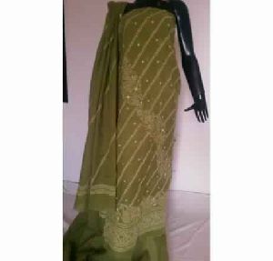 MEHNDI GREEN FULL PANEL EMBROIDERED FINE COTTON SUIT