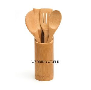 Bamboo wooden utensil holder