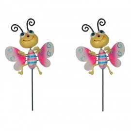 Plastic animated Butterfly Stake in pink