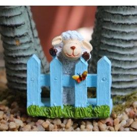 Wonderland 2.4 inches Sheep on Fence Decoration Mini