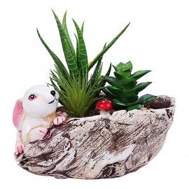 Wonderland Polyresin pot with artificial succulent planter