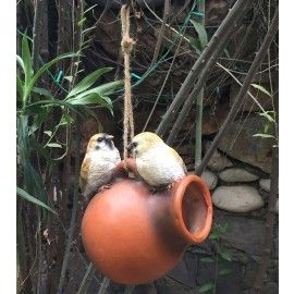 Wonderland Two Birds on a Hanging pot bird house