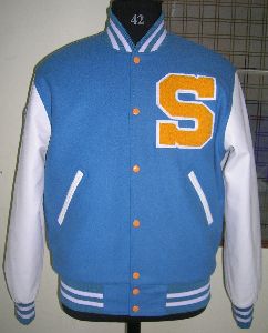 Columbia Blue and White College Varsity Jacket