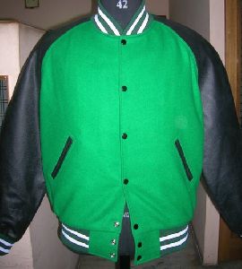 Plain Green and Black Varsity Jacket