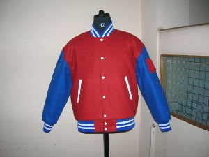 Scarlet Red and Royal Blue Varsity Jacket For Man