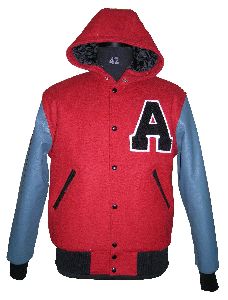 Scarlet Skyblue Hooded Varsity Jacket