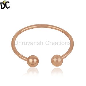 Simple 925 Sterling Silver Rose Gold Plated Unisex Cuff Bracelet