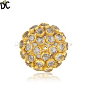 Yellow Gold Plated 925 Silver White Zircon