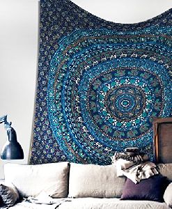 Blue Elephant Mandala Bohemian Bedspread Queen Sized Tapestry
