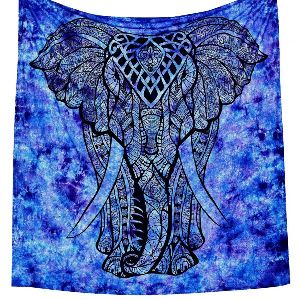 Blue Elephant Queen Sized Tapestry Hippie Wall Art Hanging Dorm Decor