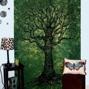 Green Tye Dyed Tree of Life Tapestry