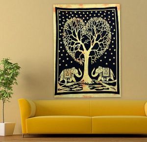 Heart Tree Double Elephant Poster Size Tapestry