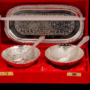Silver Plated Bowl And Spoon Set