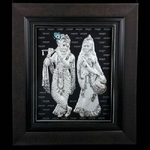 Silver Radha Krishna Frame With Led Light