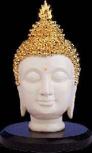 Gautam Buddha Head Glossy Gold Beige