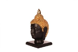 Gautam Buddha Head Glossy Gold Matte Black Statue
