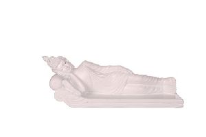 Gautam Buddha Relaxing Matte White Statue