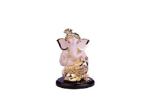 Pagdi Ganesha Glossy Gold Beige Statue