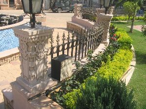 Natural stone railing piers