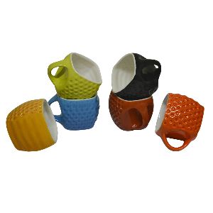 Curve Ceramic Mugs-Set of 6