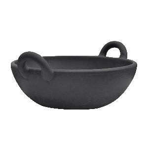 Handcrafted Natural Clay Black Indian Wok
