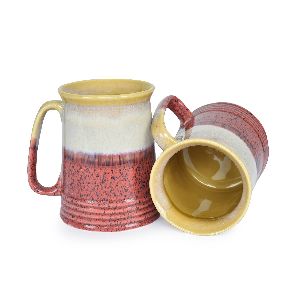 Red Ceramic Studio Pottery Beer/Milk Mug
