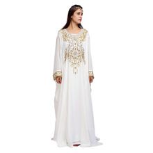 white Crystal embellished fancy dubai abaya Kaftan dress