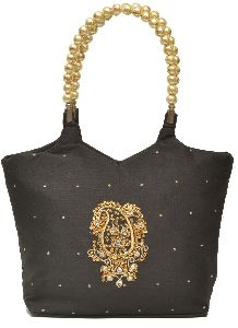 NHSB - 002 Ladies Bead Handle Silk Handbag