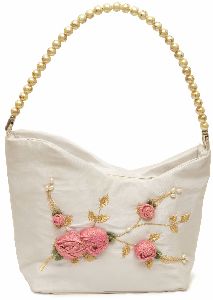 NHSB - 004 Ladies Bead Handle Silk Handbag