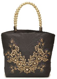 NHSB - 006 Ladies Bead Handle Silk Handbag