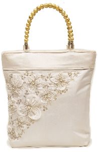 NHSB - 007 Ladies Bead Handle Silk Handbag