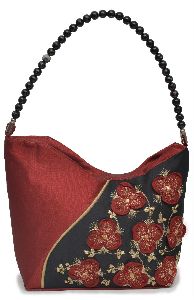 NHSB - 013 Ladies Bead Handle Silk Handbag