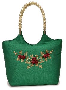 NHSB - 018 Ladies Bead Handle Silk Handbag