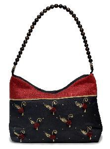NHSB - 022 Ladies Bead Handle Silk Handbag