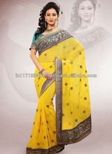 Yellow designer bhagalpuri silk saree