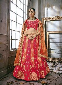 Embroidered Art Silk Anarkali Semi Stiched Lehengas