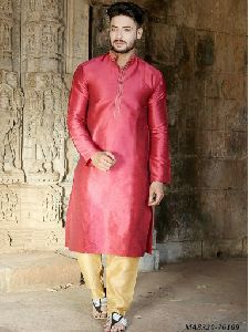 Pink Silk Embroidery Kurta Pajama