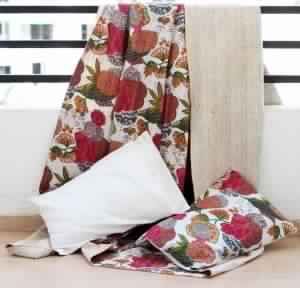 FLOWER PRINTS KANTHA QUILTS AND THROW