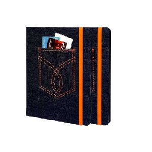 X2008 JEANS FABRIC NOTEBOOK WITH POCKET HOLDER